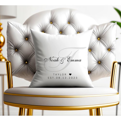 Couple Names Script Wedding Throw Pillow