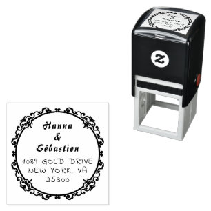 Couple Names Simple Typography Wedding Self-inking Stamp