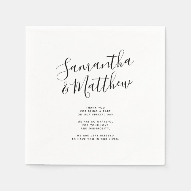 Couple Names Thank You Message Wedding Napkins (Front)