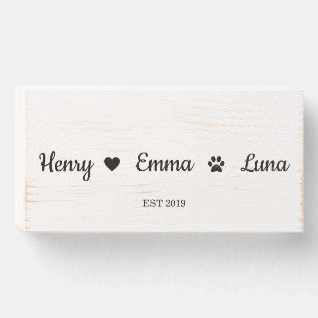 Couple Names With Dog Name, Wood Sign with Names (Front Horizontal)
