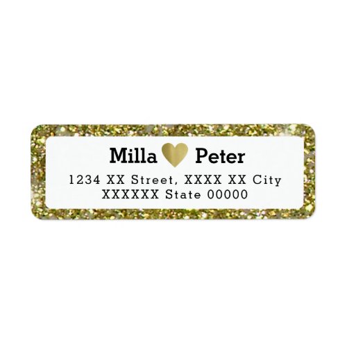 couple names with faux gold glitter border love label