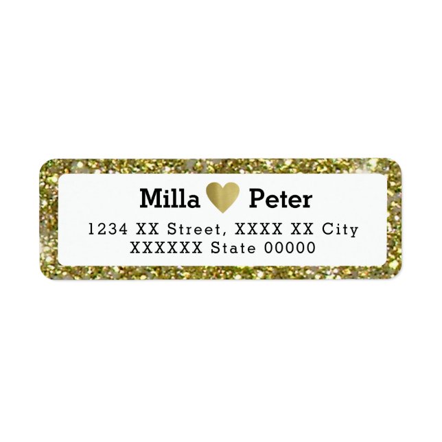 couple names with faux gold glitter border, love label (Front)