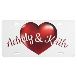 Couple Names with Heart License Plate