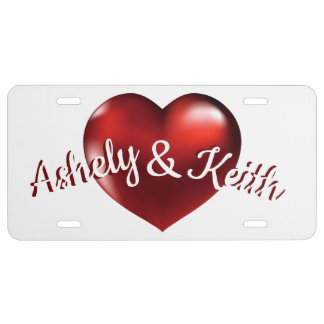 Couple Names with Heart License Plate