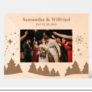 Couple Nature Scenes Winter Engraved Wood Frame