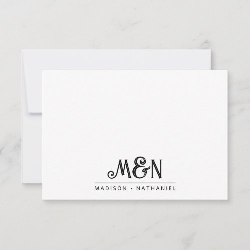 Couple Newlywed Ampersand Decorative Monogram Note Card