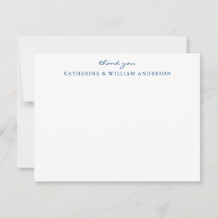 Couple Newlywed Blue Script Thank You Stationery Note Card