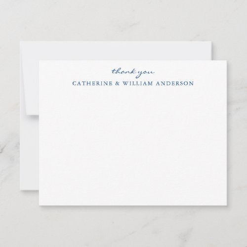 Couple Newlywed Blue Script Thank You Stationery Note Card