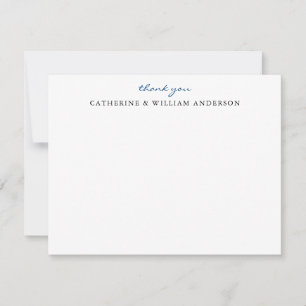 Couple Newlywed Blue Script Thank You Stationery Note Card
