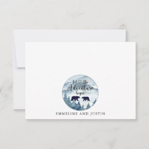 Couple Newlywed Forest Watercolor Adventure Begins Note Card