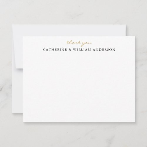 Couple Newlywed Gold Script Thank You Stationery Note Card