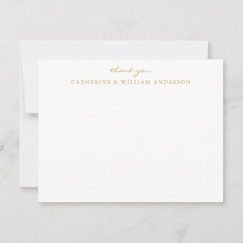 Couple Newlywed Gold Script Thank You Stationery Note Card