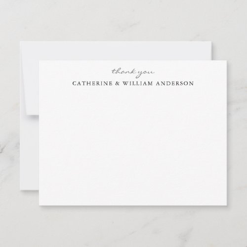 Couple Newlywed Gray Script Thank You Stationery Note Card