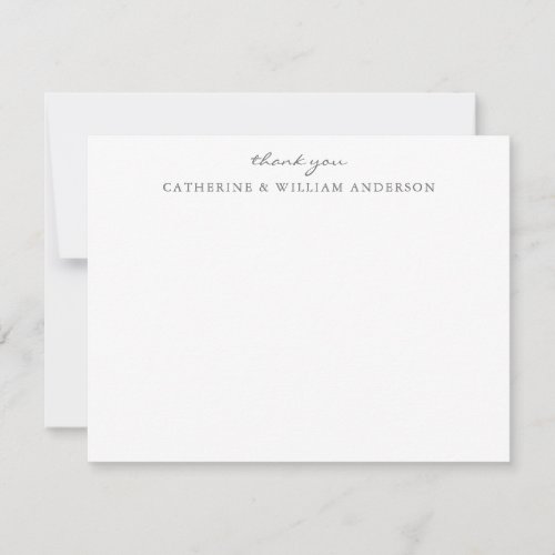 Couple Newlywed Gray Script Thank You Stationery Note Card