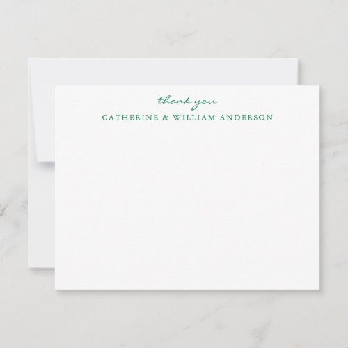 Couple Newlywed Green Script Thank You Stationery Note Card