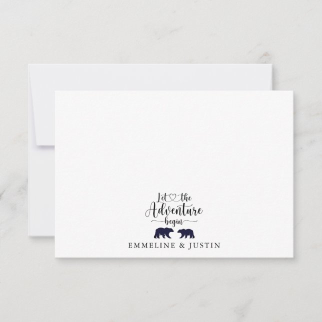 Couple Newlywed Let The Adventure Begin Note Card (Front)