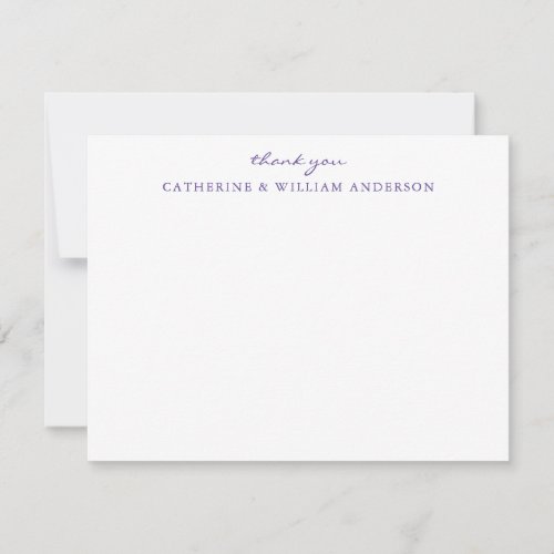 Couple Newlywed Purple Script Thank You Stationery Note Card