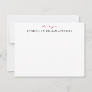 Couple Newlywed Red Script Thank You Stationery No Note Card