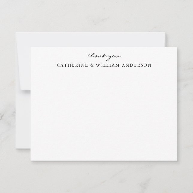 Couple Newlywed Simple Script Thank You Stationery Note Card (Front)