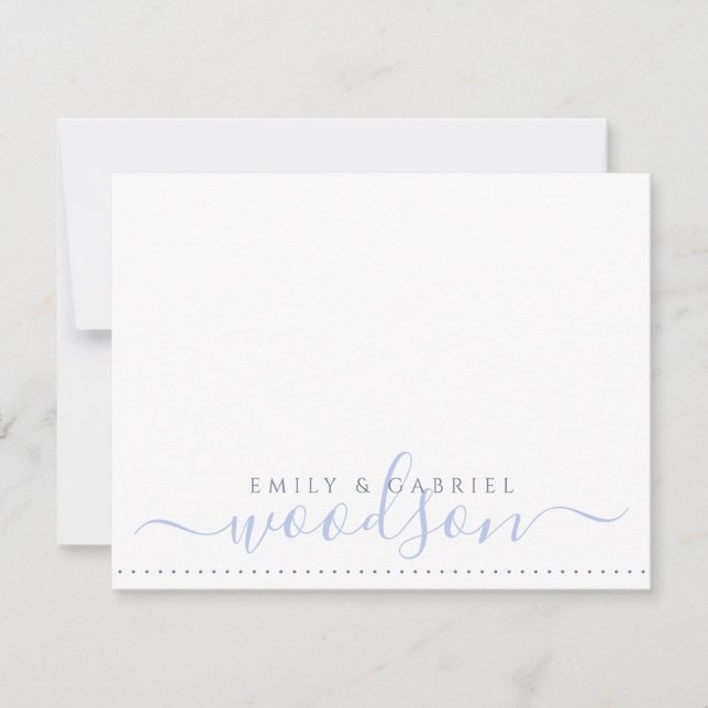 Couple Newlyweds Name Wedding Monogram Blue Note Card (Front)