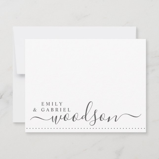 Couple Newlyweds Name Wedding Monogram Script Note Card (Front)