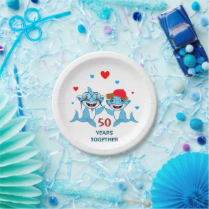 Couple of blue sharks paper plates