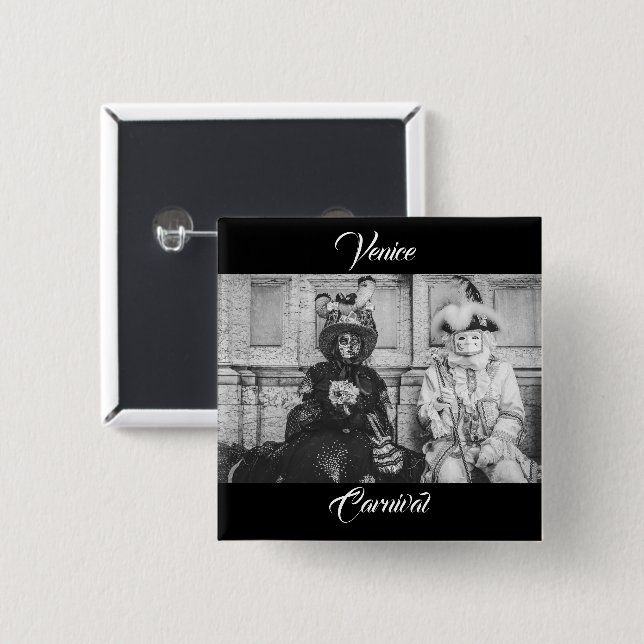 Couple of carnival masks in Venice Button (Front & Back)