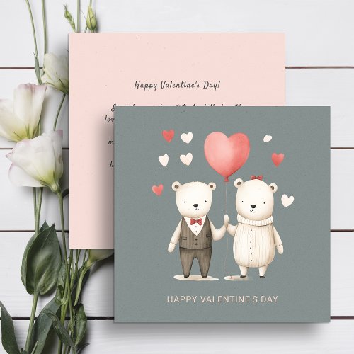 Couple of cute bears Valentines Day  Holiday Card