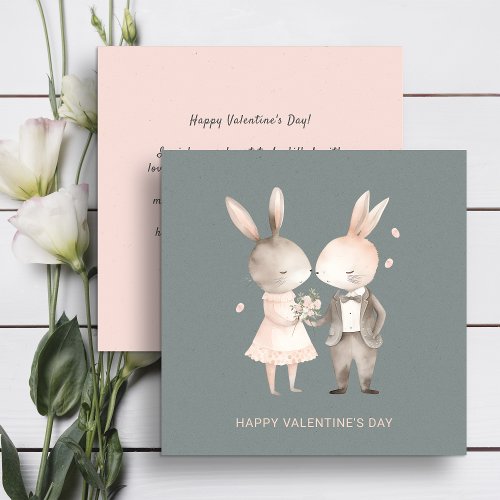 Couple of cute bunnies Valentines Day Holiday Card