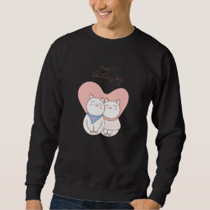 Couple of cute cats with heart love Happy Valentin Sweatshirt