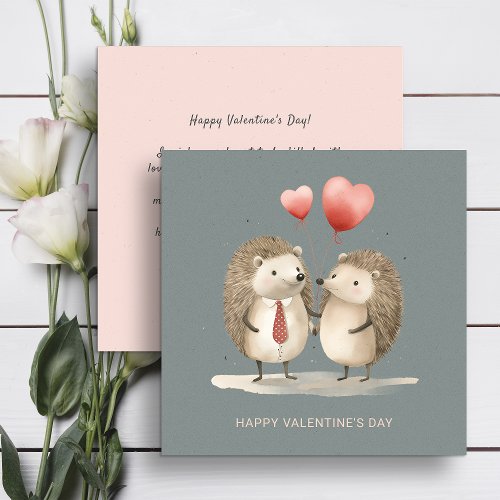 Couple of cute hedgehogs Valentines Day  Holiday Card