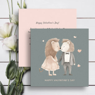 Couple of cute lions Valentine's Day Holiday Card