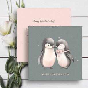 Couple of cute penguins Valentine's Day  Holiday Card