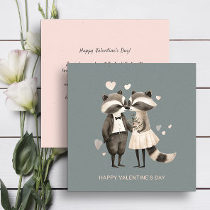 Couple of cute raccoons Valentine's Day  Holiday Card