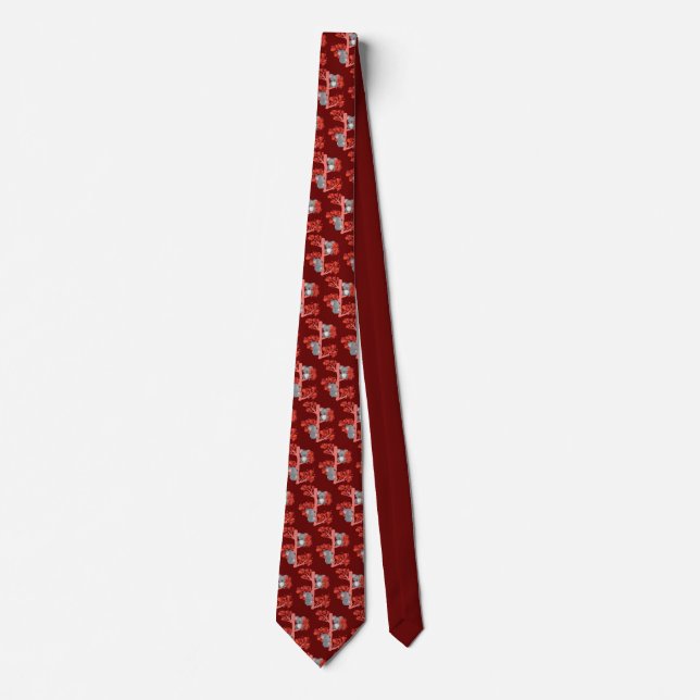 Couple of koalas with hearts tree neck tie (Front)