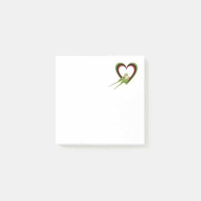 Couple of Parrots in front of Hearts Post-it Notes (Front)