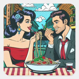 Couple on a Date   Falling in Love Square Sticker
