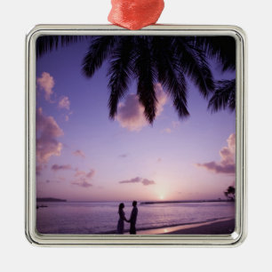 Couple on beach, Windjammer Landing, St. Lucia Metal Ornament