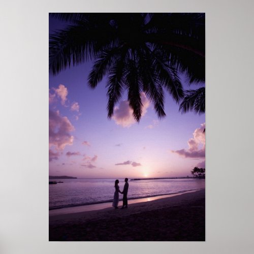 Couple on beach Windjammer Landing St Lucia Poster