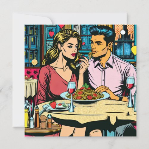 Couple on First Date  Spaghettis Dinner