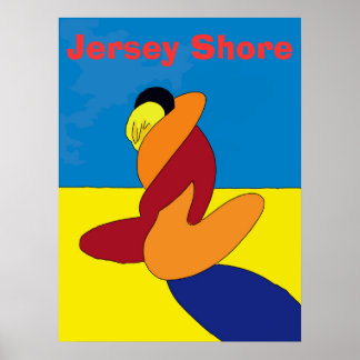 Couple on Jersey Shore Beach Abstract Poster