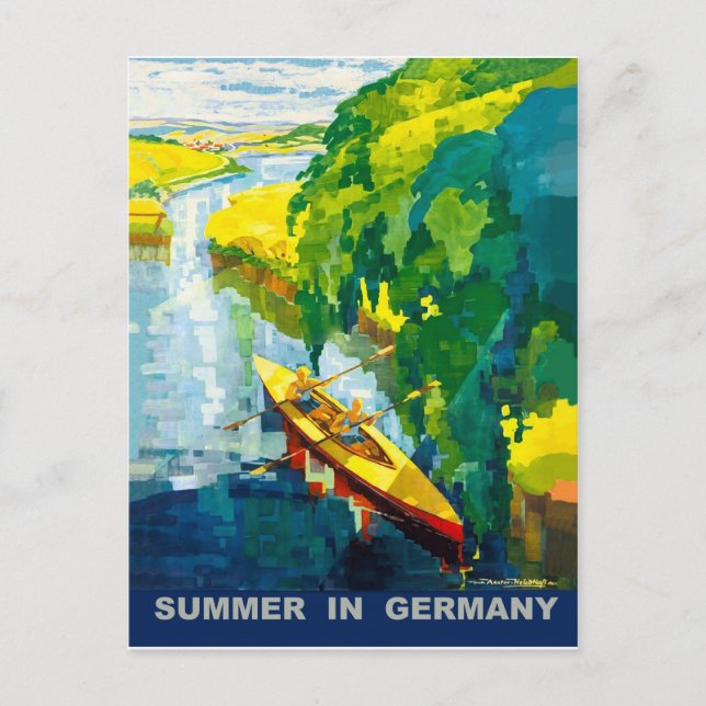 Couple on kayak on river in Germany, during summer Postcard (Front)