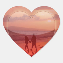 Couple on the Beach Valentine Heart Sticker