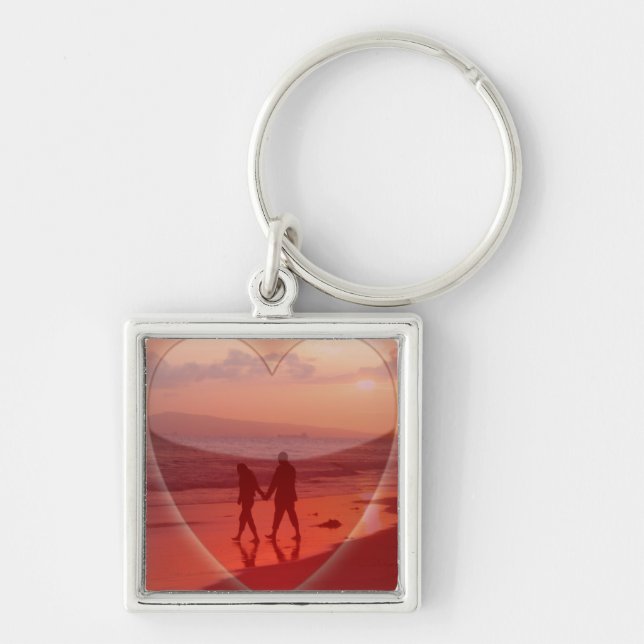 Couple on the Beach Valentine Keychain (Front)