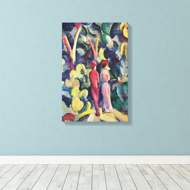 Couple on the Forest Track by August Macke Canvas Print (Insitu(Wood Floor))