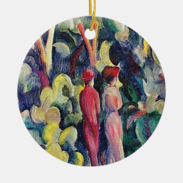 Couple on the Forest Track by August Macke Ceramic Ornament (Front)