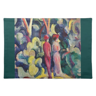 Couple on the Forest Track by August Macke Cloth Placemat