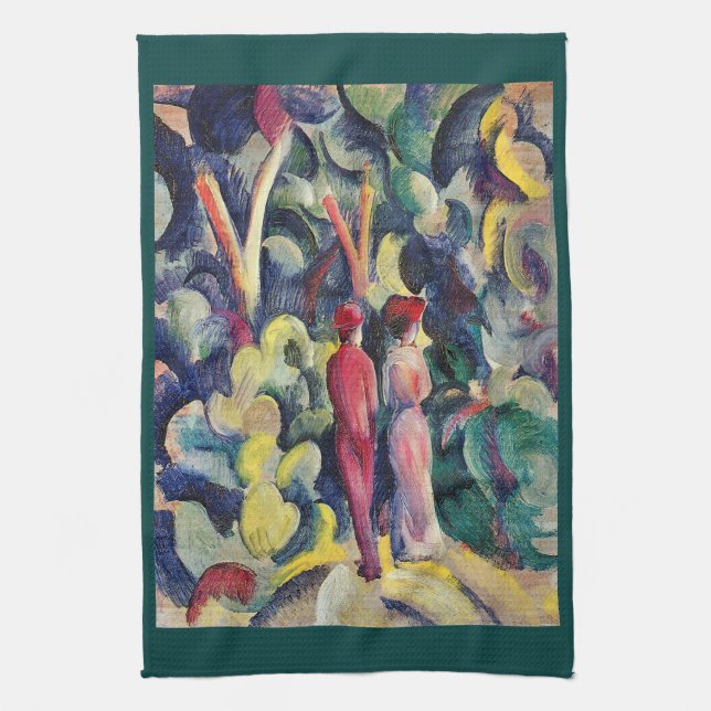 Couple on the Forest Track by August Macke Kitchen Towel (Vertical)