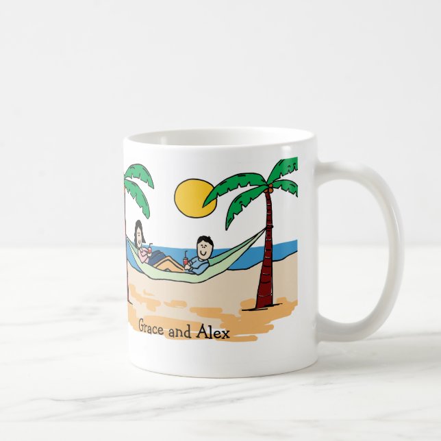 Couple on vacation- personalized cartoon mug (Right)