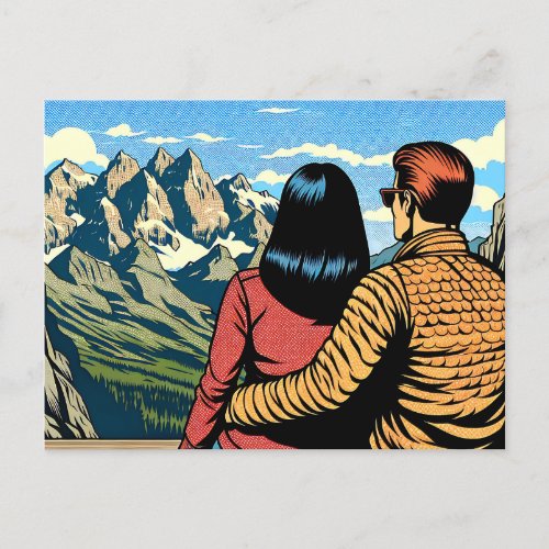 Couple overlooking a Scenic View   Postcard